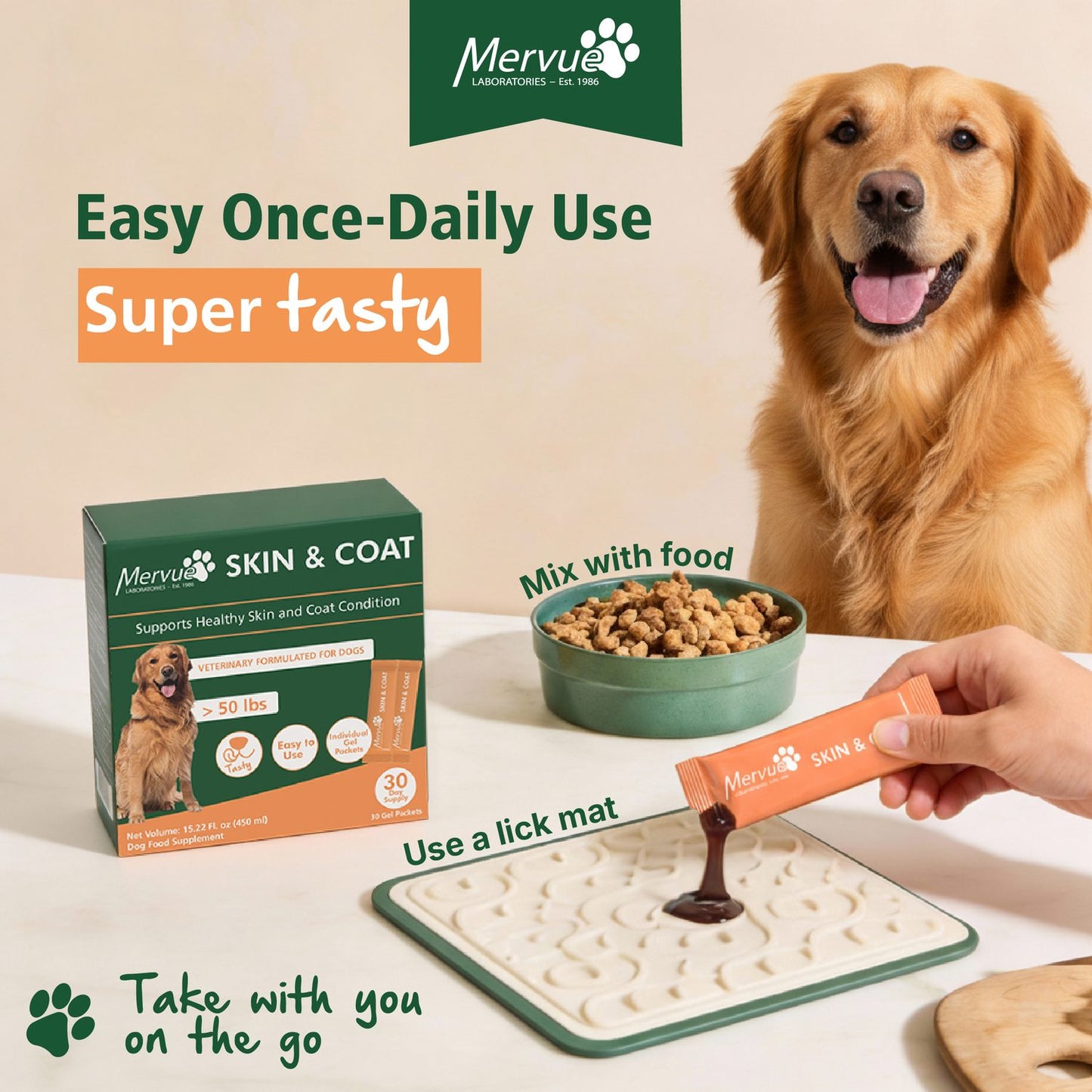 Skin & Coat Support for Dogs - Daily Liquid Supplement Lifestyle Shot 2